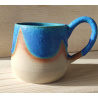 Mug en grès avec anse émaillé bleu