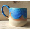 Mug en grès avec anse émaillé bleu